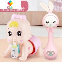 婴儿学爬行电动爬娃引导宝宝会爬爬6到12个月玩具幼儿1岁娃娃器真智力 [超大号]电动爬娃·粉+小兔音乐摇铃