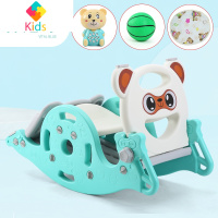 滑滑梯摇马投篮三合一室内家用小型儿童男孩女孩玩具网红款1-4岁真智力 菲尼绿三合一 故事机+球+坐垫