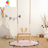 ins秋千室内家用吊顶兔耳靠背木制玩具儿童成人吊椅卧室民宿装饰真智力 兔耳靠背粉色