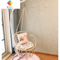 ins网红吊椅秋千 流苏吊篮抖音北欧摇篮儿童摇椅公主吊床民宿藤椅真智力 吊椅+弯杆架(送坐垫+抱枕+灯)玩具