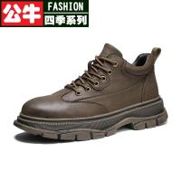 公牛四季男鞋2021年秋季新款低帮马丁靴男休闲百搭英伦风真皮复古青年低帮潮鞋