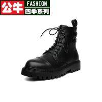 公牛四季男鞋厚底马丁靴男冬季新款增高百搭网红ins超火韩版甜美男鞋男士马丁靴高帮英伦风百搭增高韩版皮靴中帮季靴子-Y
