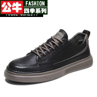 公牛四季男鞋休闲板鞋男士韩版潮鞋皮鞋牛仔裤搭配的2022年春季潮流男鞋子黑色百搭上班后厨工作鞋