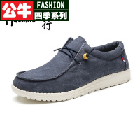 公牛四季男鞋秋季新款透气渔夫男鞋一脚蹬懒人老北京布鞋休闲帆布鞋