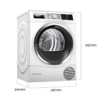 博世进口干衣机WTU879H00W,9公斤大容量,热泵