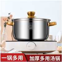 帮客材配 304不锈钢多用途(电磁炉)汤锅金色锅耳20CM汤锅  收前务必验货
