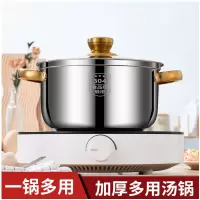帮客材配 304不锈钢多用途(电磁炉)汤锅金色锅耳20CM汤锅  收前务必验货