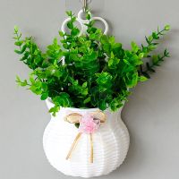 陨石灰家饰仿真花挂篮吊篮花篮假花室内客厅壁饰墙面七夕装饰花艺 尤加利花篮