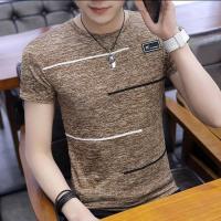 富贵鸟]冰丝t恤男夏季新款短袖t恤男圆领大码男士体恤潮流打底衫 L01卡其色 收藏店铺优先发货 M 80-90斤