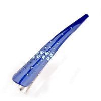 发夹发饰一字夹马尾韩国水钻头饰牛角夹尖嘴夹韩版盘发大号鸭嘴夹 小号典雅蓝