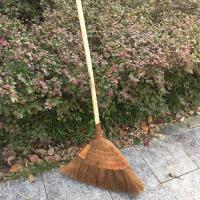 手工制老式不沾头发棕扫把家用软毛单个清洁加厚车间学校庭院苕帚 木柄八瓣花款