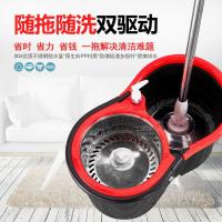 免手拖把洗家用干湿两用一拖净拖布懒人挤水地拖旋转拖把拖地神器 黑色八字桶+加强杆+钢盘 一块布