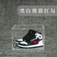 手工迷你小aj模型鞋墙全套生日礼物手办钥匙挂件汽车载蛋糕摆件 黑白熊猫红勾 一只鞋+钥匙扣