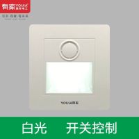 有家嵌入式暗装智能LED人体感应地脚灯走廊过道楼梯小夜灯墙角灯 白光 白面板[开关控制]