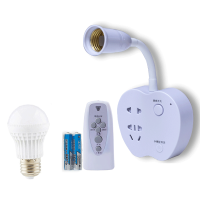 智能LED遥控灯具带开关插座插头床头台灯小夜灯起夜喂奶宝宝婴儿 无灯罩款--遥控器+灯座三插 不带灯泡