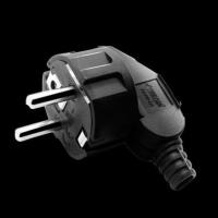 欧标16A 250V插头 法式自接线电源德法韩泰俄罗斯弯头2脚圆脚插头 黑色 均码