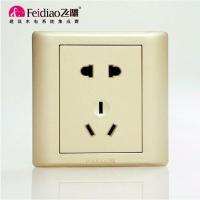 飞雕五孔10只装套餐86型家用五孔插座墙壁开关面板电源插座 A3香槟金正五孔十只装