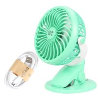 USB可充电小风扇长续航夹式便携小型学生宿舍办公室桌面静音迷你 绿色普通版A款 USB供电不带电池