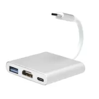 3合1type-c转PD充电+USB3.0+4K*HDMI支持任天堂switch视频转换器 银色