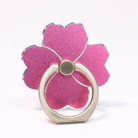 手机扣指环扣支架金属卡通能用桌面折叠支架男女创意新款手机座 四叶草阳极氧化[粉色] 1个装