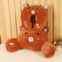 可爱卡通护腰靠垫办公室腰枕靠枕椅子腰靠汽车用座椅靠背腰垫u枕 棕熊 单个U型枕27x28cm