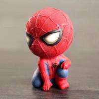 复联超凡勇士Q版蜘蛛侠摆件树脂宿舍书桌摆件饰品儿童男生日礼物 蜘蛛侠单手撑地