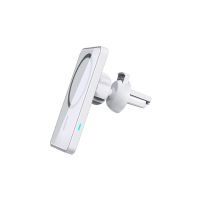 MagSafe车载无线充电器苹果iPhone12ProMax快充汽车导航磁吸支架 白色带灯方形车载无线充