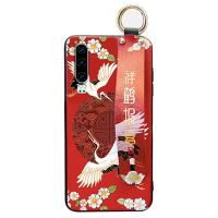 vivoY93手机壳防摔软V1818A保护套全包y93a硅胶斜挎支架个性时尚 红底仙鹤(无挂绳) vivo Y93