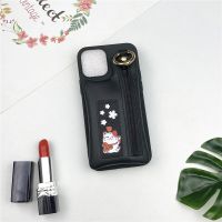 招财猫零钱包苹果11手机壳7plus挂绳6s支架iPhonexmax硅胶套12软8 招财猫黑色 苹果12mini(5.4