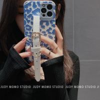 ins风白色皮带蓝色豹纹适用苹果12pro max手机壳iPhoneX/xr/11软8 11pro 蓝色豹纹 皮带