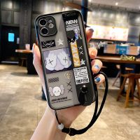 iPhone12手机壳腕带11支架苹果6全包8软壳7Plus防摔max情侣xr硅胶 iPhone 12 腕带芝麻街 (黑