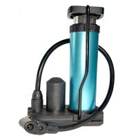 脚踩打气筒电瓶车自行车高压充气泵汽车家用通用脚踏式便携气管子 护行者-立式单缸带高压泵蓝色