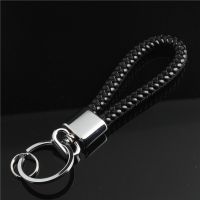 男女汽车钥匙扣真皮平安牌挂件手工编织绳创意钥匙链圈环小礼物 三代黑绳