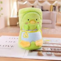 夏季单人法兰绒毯子夏天办公室午睡空调小被子汽车空调毯薄款便携 小绿鸡 (小卷毯0.8*1米儿童款)