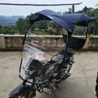 摩托车雨棚电动车雨伞遮阳伞电瓶车防晒不锈钢加厚三轮车雨棚新款 升级款黑胶+前后开窗+口袋[青海豚] 车子有后视镜款(送工