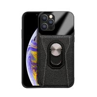 iPhone12Promax指环支架手机壳苹果11磁性车载保护套xs皮套皮革 黑色[皮革质地] iPhone 6 / 6
