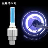 轮胎帽闪光灯自行车气门嘴灯感应夜光电车气门芯发光山地单车配件 蓝色感应气门灯[一对]