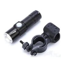 自行车前灯手电筒山地车强光远射USB充电防雨单车配件手电筒搭配 USB前灯黑色(送灯架)