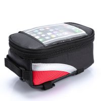 自行车包管上包防泼水触屏手机公路山地车前梁包骑行通用包车把包 红色-车前包[防泼水+反光]