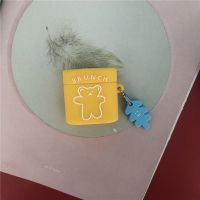 小米Air2S真无线蓝牙耳机套ins韩国小熊小米Air2保护套硅胶情侣软 Air2/2S 黄熊+蓝挂件