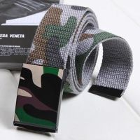 男士布腰带白色青少年学生帆布裤带自动平滑扣简约休闲编织皮带潮 平面迷彩 灰色