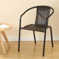 特价藤椅麻将桌椅单人阳台藤椅户外休闲椅靠背椅围椅庭院组合椅子 褐色黑管大藤椅(2把起发)