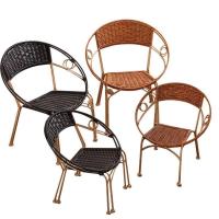 藤椅手工编织靠背椅椅子休闲椅办公椅实心钢筋藤制小藤椅 黄色 中号藤椅(实心双钢)28坐高-学生款