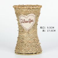 手工编织花篮花瓶藤编草编竹编花盆花篮子手提插干花满天星小花篮 手工麻绳瘦腰花篮