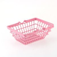 少女心可爱日系粉色电镀铁艺迷你购物篮化妆品收纳篮 喷粉粉色 小号尺寸14.7*10.3*5.8