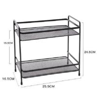 桌面双层厨房置物架北欧风时尚浴室整理架ins铁艺化妆品收纳架 星空黑