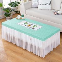茶几桌布长方形家用茶几罩套客厅防尘餐桌台布蕾丝布艺电视柜盖巾 格子仙人掌 宽40长50高40cm