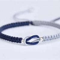 自编长相依莫相离撞色 情侣手绳七夕情人节礼物diy材料包手工编织 藏蓝灰色材料包