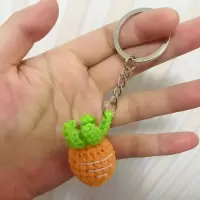 [成品]手工毛线编织钩织卡通兔子胡萝卜可爱挂件汽车钥匙扣 小胡萝卜挂件成品一个
