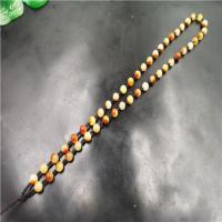 手工编织黄龙玉圆珠项链绳 8毫米黄玉全珠链子 挂绳 长款毛衣链绳 咖啡色绳 6毫米